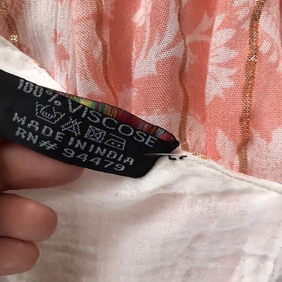 Anthropologie Me 2 Magic Pink V Neck Short Flutter Sleeve Printed Maxi Dress - L - Picture 9 of 10